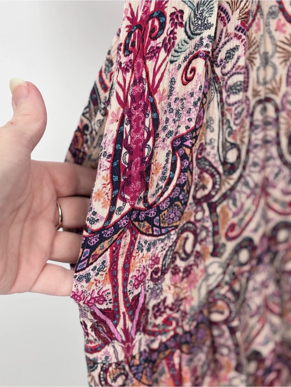 Knox Rose Paisley Babydoll Dress XXL Purple Red Multi Tiered Mini Boho pockets - Picture 7 of 11